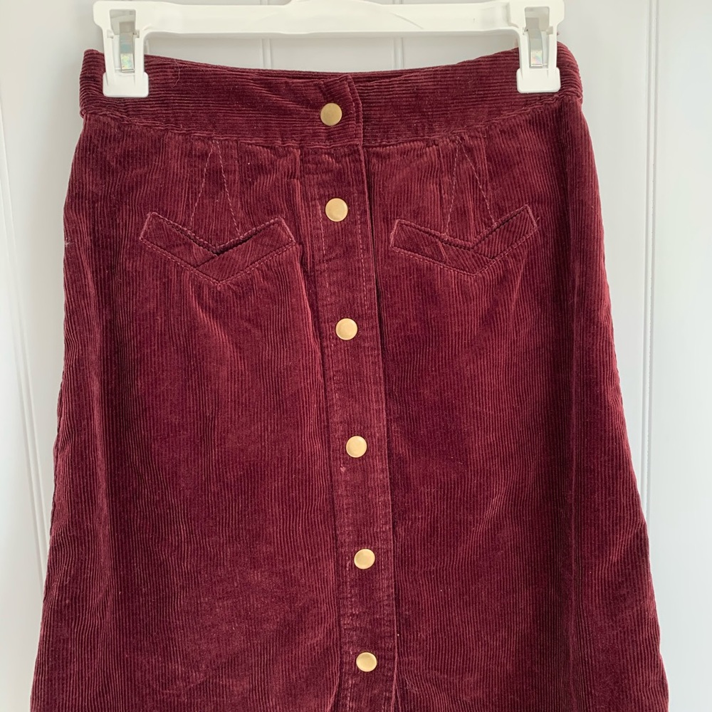 Anthro Holding Horses Button Front Cord Skirt - Picture 3 of 6